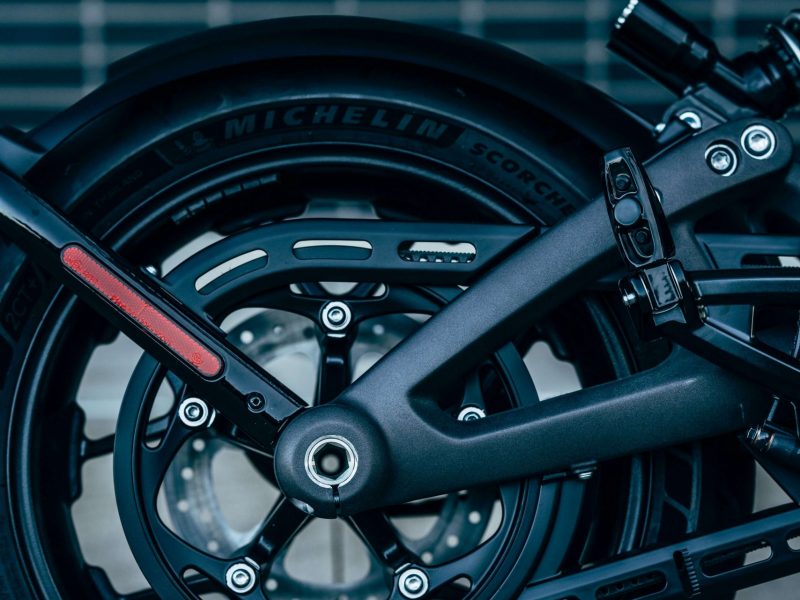 First click of stylish tyre on dark