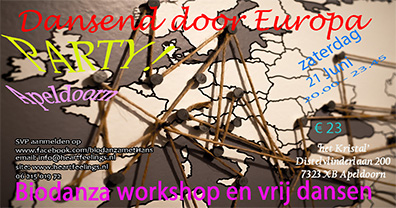 Za 21 juni Biodanza Party Apeldoorn ‘Dansend door Europa’
