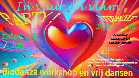 Za 7 juni Biodanza party UTRECHT ‘In vuur en vlam’